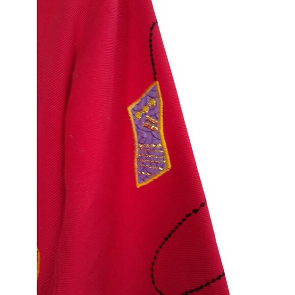 Vintage Patchington Aztec Tribal Embroidered Wearable Art Jacket Red Size M - Picture 10 of 16
